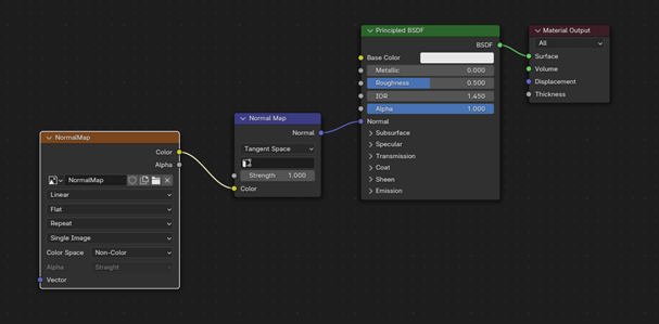 Normal map texture use in shader output