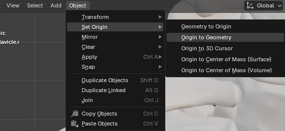 Origin to Geometry in selected Blender objects